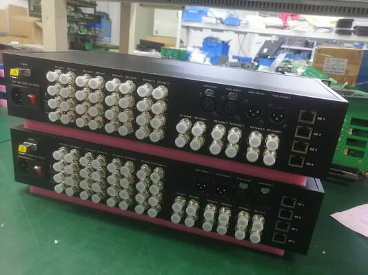 중국 16x 12G 입력, 6x 12G 리턴, 듀얼 오디오 및 4x 10G 네트워크 연결 파이버 박스 협력 업체