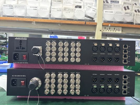 12채널 12G-SDI 광섬유 컨버터 + 4채널 XLR 밸런스 오디오 + 4채널 1GB 이더넷, SMPTE 광섬유 커넥터로 전송 협력 업체